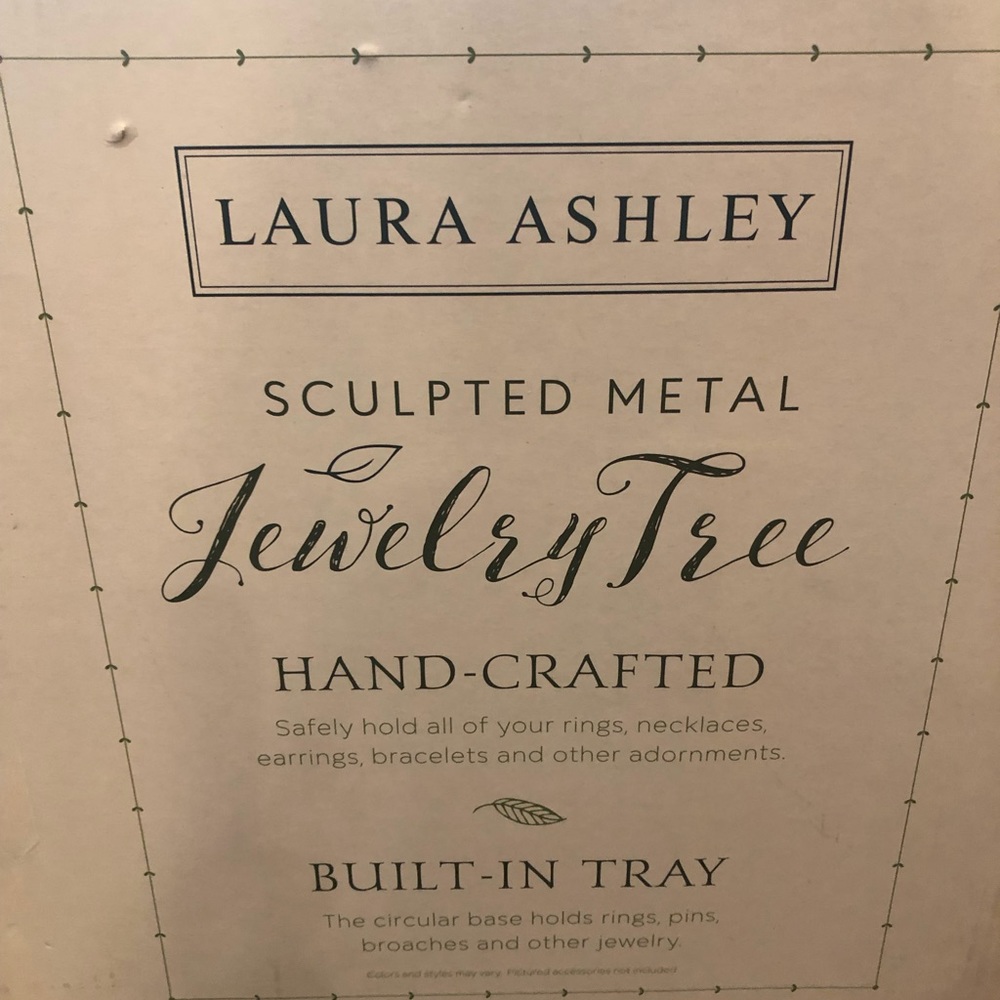 🆕 Laura Ashley sculpted metal jewelry tree w tray - Picture 3 of 4